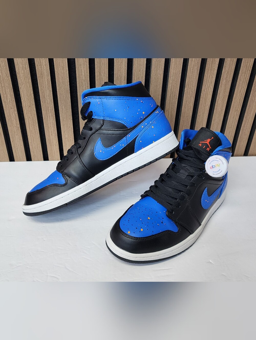 Nike Air Jordan 1 Retro Mid Royal Paint Splatter 554724-048 Mens Size 10.5 - Picture 2 of 14
